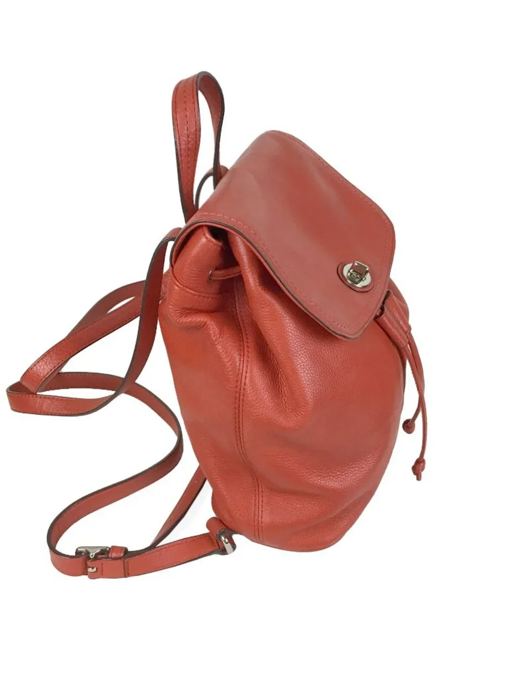 Coach Park Red Pebbled Leather Turnlock Sling Backpack